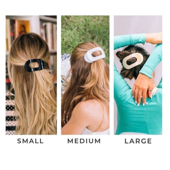 Teleties Almond Beige Flat Round Clip - Large NWT - Picture 3 of 3